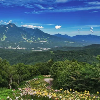 春の妙高高原全景